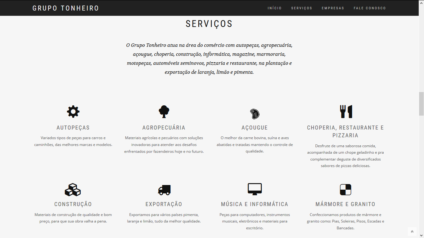 site empresarial,grupo tonheiro